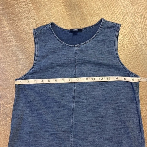 J. Jill Pure Jill Indigo Mini Shift Dress Denim Look Asymmetrical Back size S - Picture 14 of 16